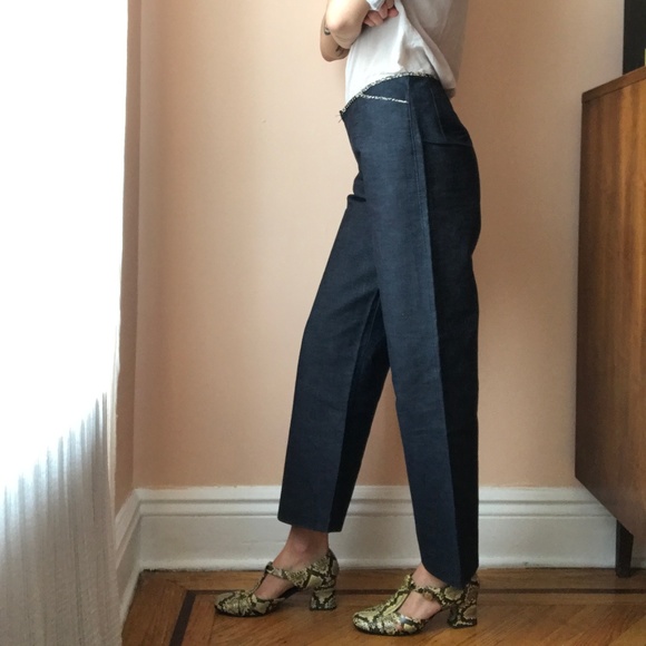 Vintage Dark Denim Zip Up Wide Leg Gaucho Pants 30 - Picture 8 of 11